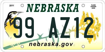 NE license plate 99AZ12