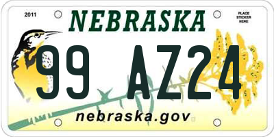 NE license plate 99AZ24