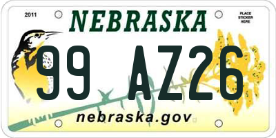 NE license plate 99AZ26
