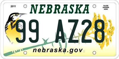 NE license plate 99AZ28