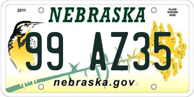 NE license plate 99AZ35