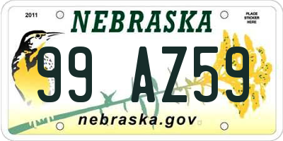 NE license plate 99AZ59