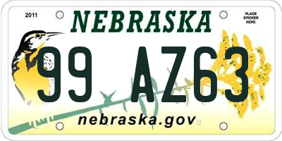 NE license plate 99AZ63