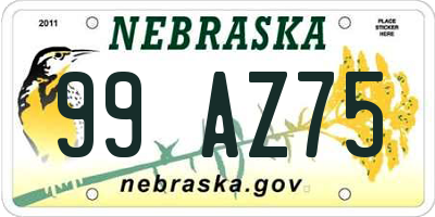 NE license plate 99AZ75