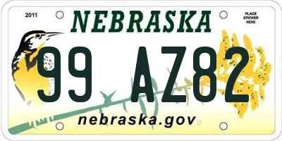 NE license plate 99AZ82