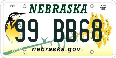 NE license plate 99BB68