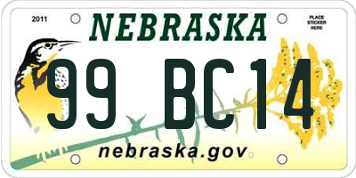 NE license plate 99BC14