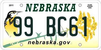 NE license plate 99BC61