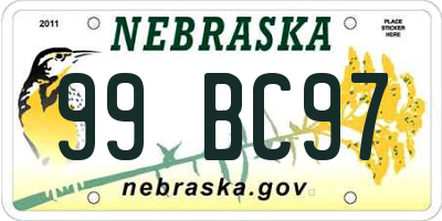 NE license plate 99BC97