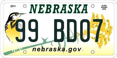 NE license plate 99BD07