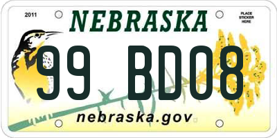 NE license plate 99BD08