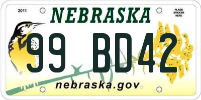 NE license plate 99BD42