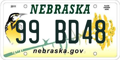 NE license plate 99BD48