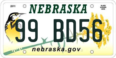 NE license plate 99BD56