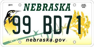 NE license plate 99BD71