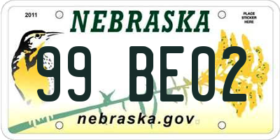 NE license plate 99BE02