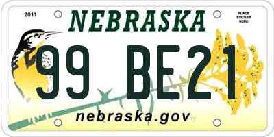 NE license plate 99BE21