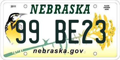 NE license plate 99BE23