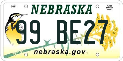 NE license plate 99BE27