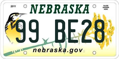 NE license plate 99BE28