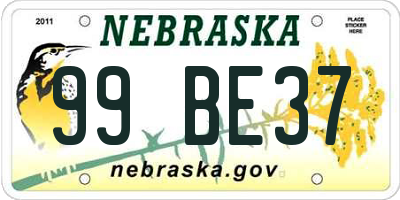 NE license plate 99BE37