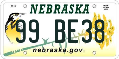 NE license plate 99BE38