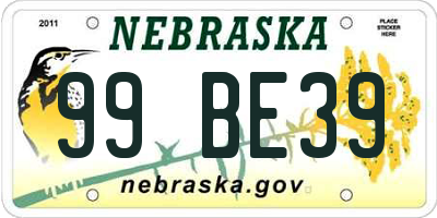 NE license plate 99BE39