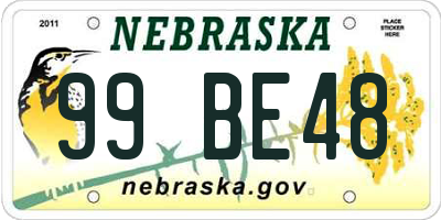 NE license plate 99BE48