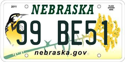 NE license plate 99BE51