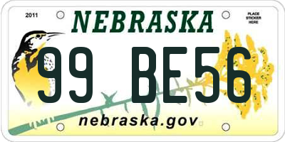 NE license plate 99BE56