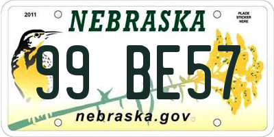 NE license plate 99BE57