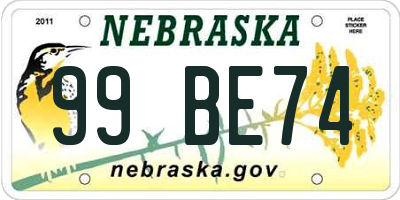 NE license plate 99BE74