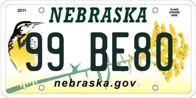 NE license plate 99BE80