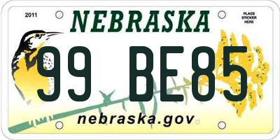 NE license plate 99BE85