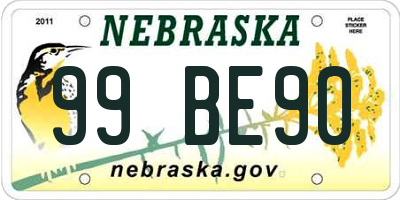 NE license plate 99BE90