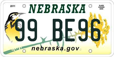 NE license plate 99BE96