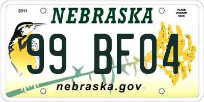 NE license plate 99BF04