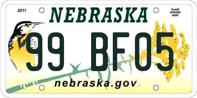 NE license plate 99BF05