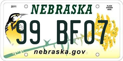 NE license plate 99BF07