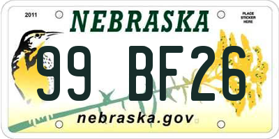 NE license plate 99BF26