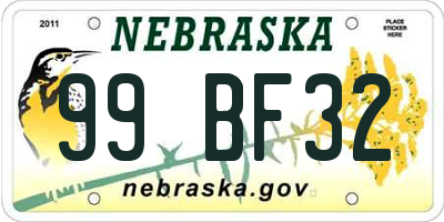 NE license plate 99BF32