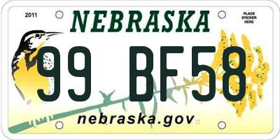 NE license plate 99BF58