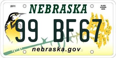 NE license plate 99BF67