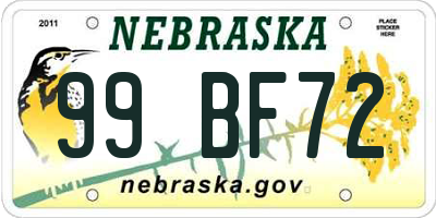 NE license plate 99BF72