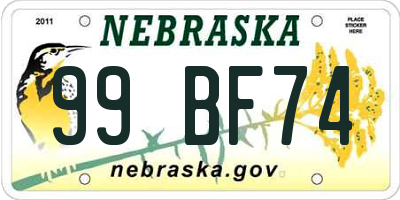 NE license plate 99BF74
