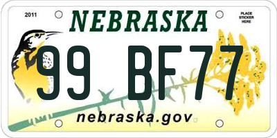 NE license plate 99BF77