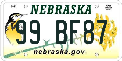 NE license plate 99BF87