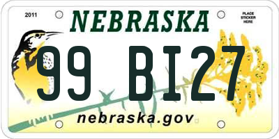 NE license plate 99BI27