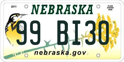 NE license plate 99BI30