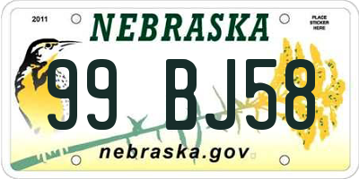 NE license plate 99BJ58